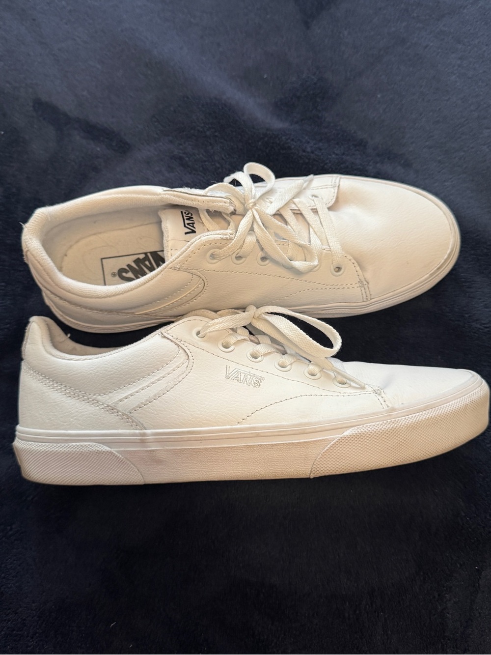 Vans White Low-Profile Leather Sneakers